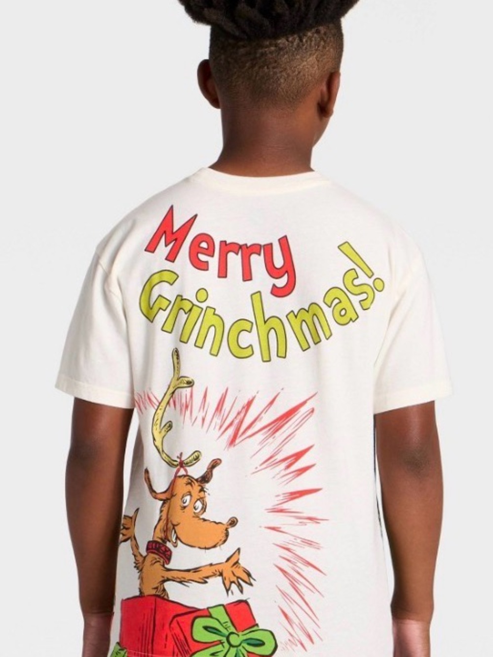 The Grinch Merry Grinchmas! White Graphic Kids Holiday Tee